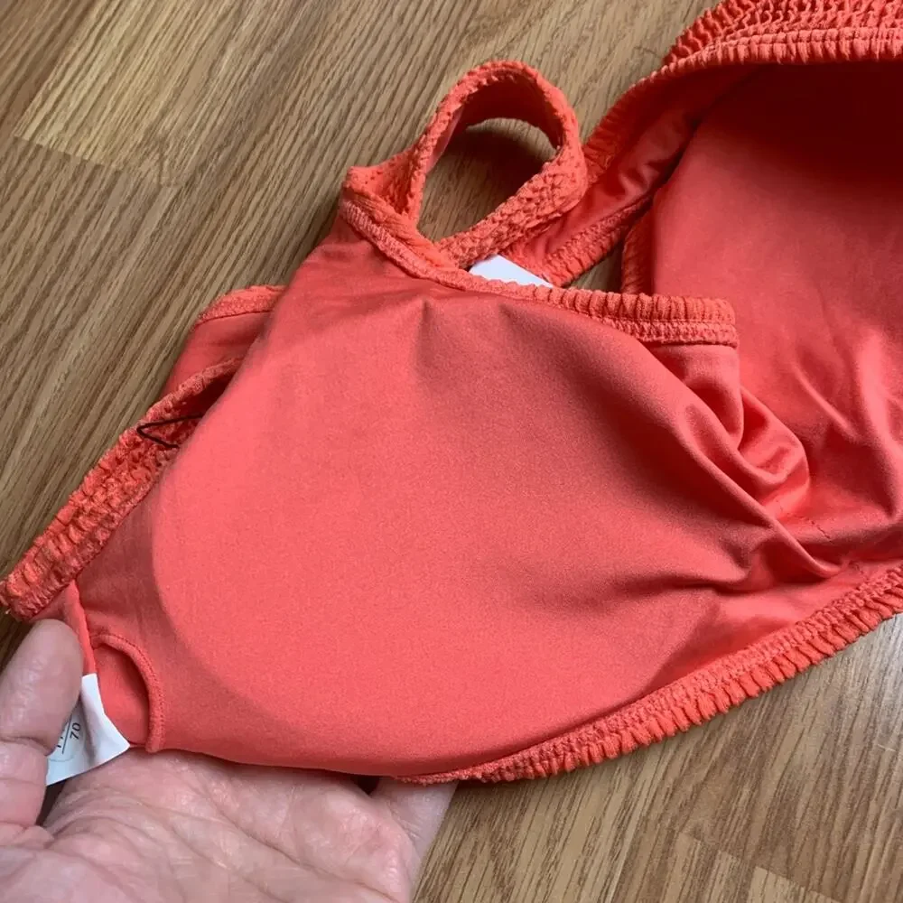ZYIA size medium new muted peach ribbed Bikini Set orange two piece vaca travel